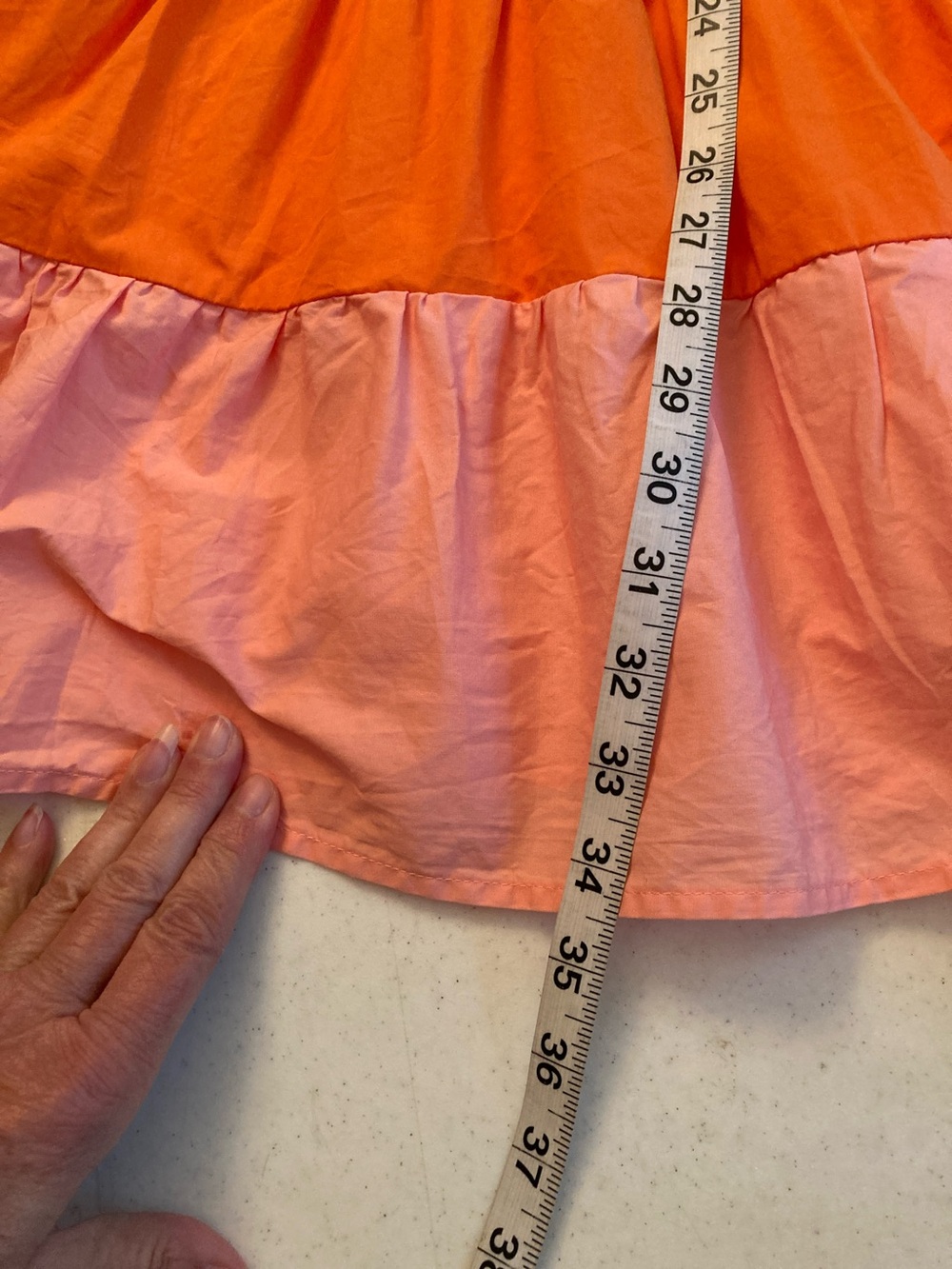 THML White Pink Orange Colorblock Tiered Sundress - Picture 9 of 9